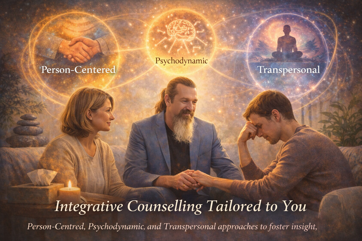 Integrative counselling tailored to you. Person-Centred, Psychodynamic, and Transpersona